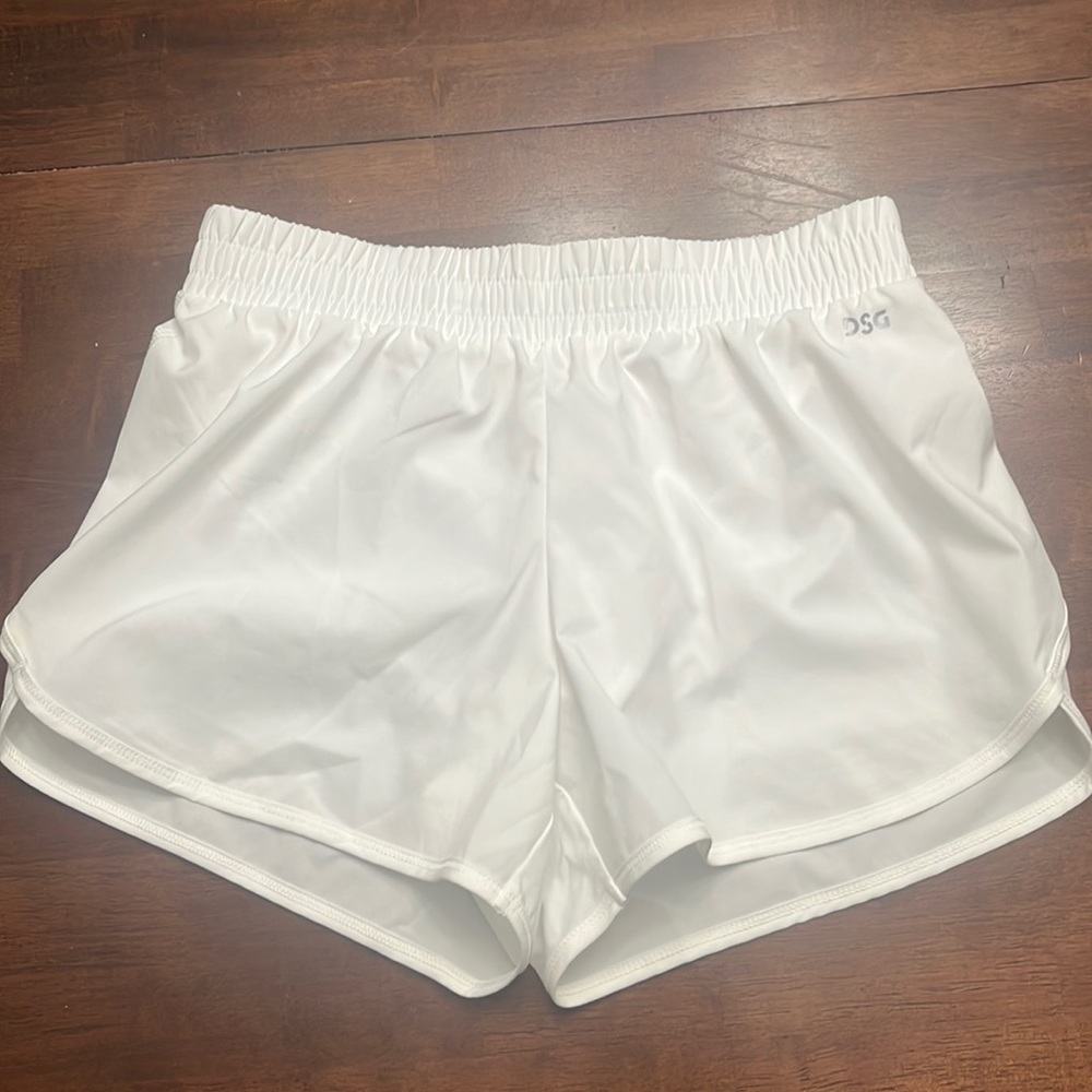 Kids white athletic shorts